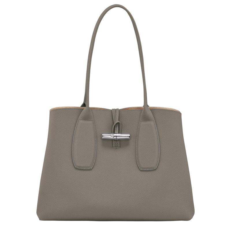 Turtledove Grey Women\'s Longchamp Roseau L Tote Bag | VWOST-6572