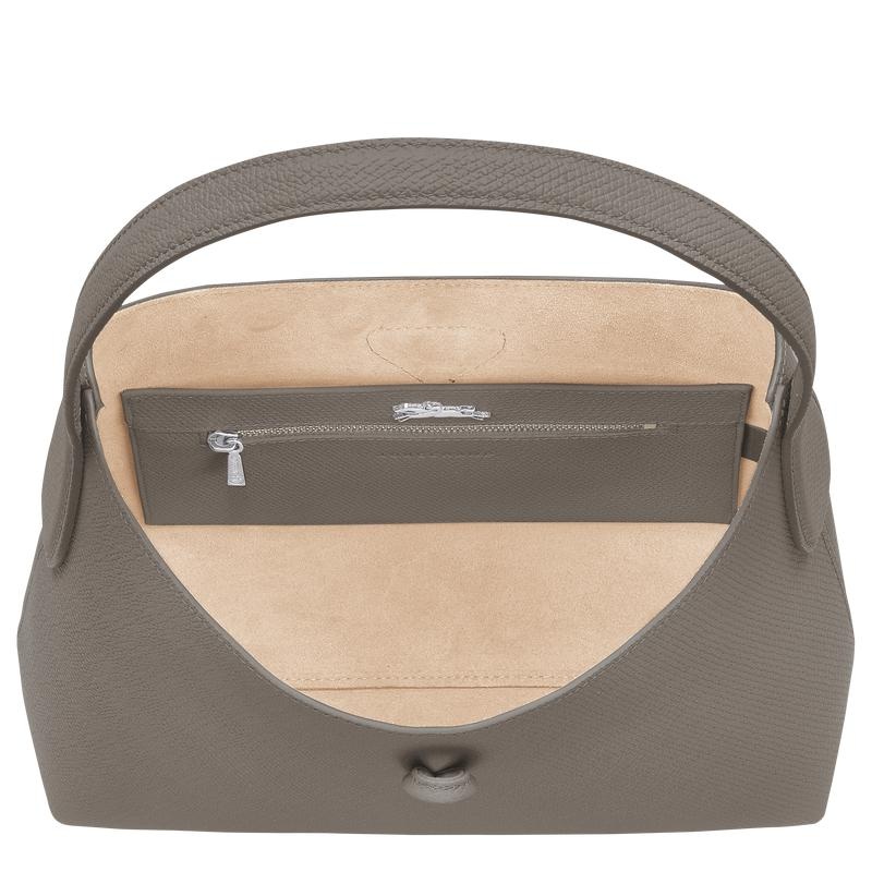 Turtledove Grey Women's Longchamp Roseau M Hobo Bags | WCJRI-0258