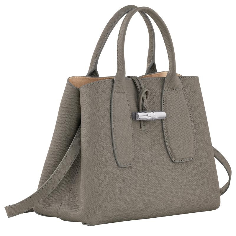 Turtledove Grey Women's Longchamp Roseau M Handbags | WKEHX-6074