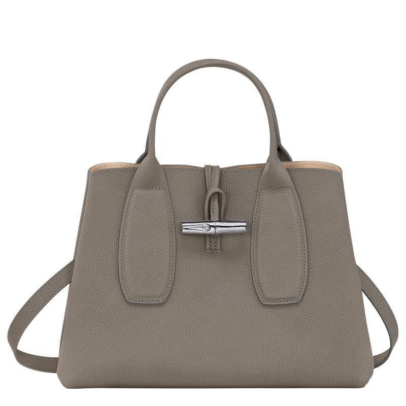 Turtledove Grey Women\'s Longchamp Roseau M Handbags | WKEHX-6074